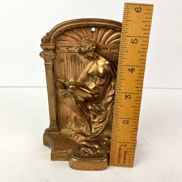 Roman Greek Nude Women Bronze Statue Relief Sculpture Bookend Plaque - Picture 7 of 7